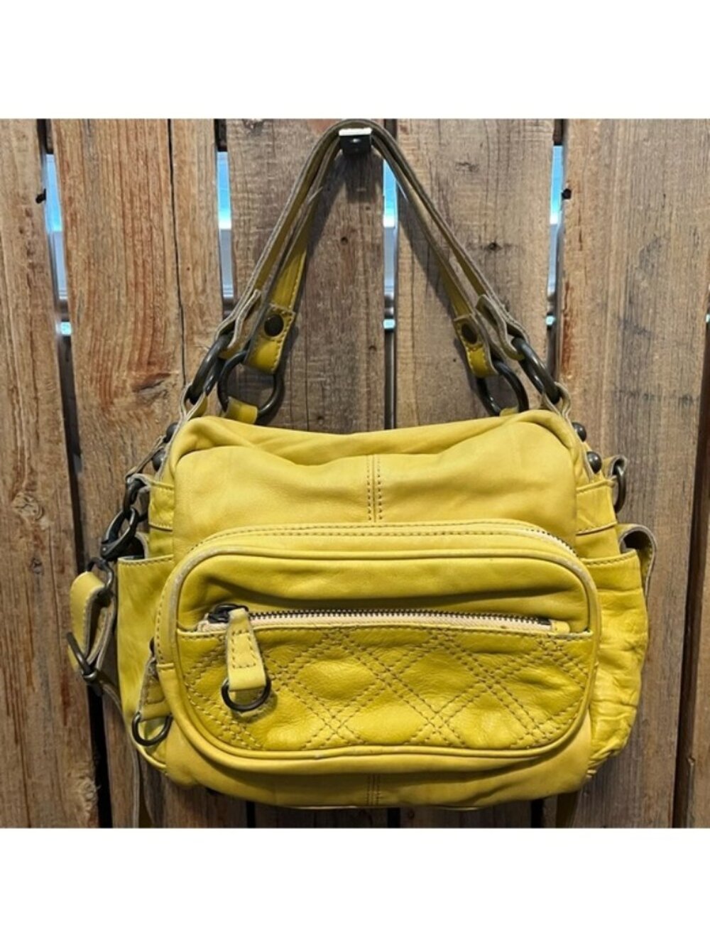 Bica Cheia Yellow Leather Handbag